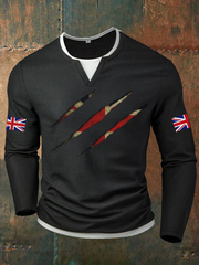 Men's UK Flag Art Printed Casual Tops