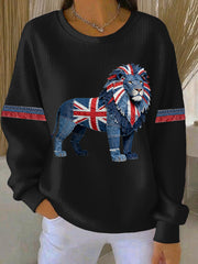 Women's British Faux Denim Print Casual Sweatshirt