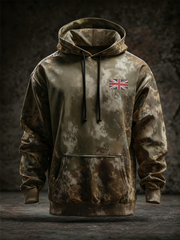 Men's  British flag and camouflage pattern Printed Oversized Drop-Shoulder Hoodie with Pockets