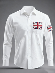 Unisex British Flag Patchwork Printed Shirt