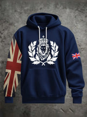 Men's Vintage England Flag Lion Printed Hoodie