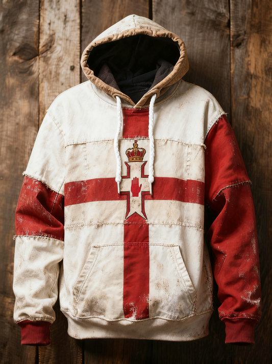 Unisex Northern Ireland flag and patchwork style Printed Oversized Drop-Shoulder Hoodie with Pockets