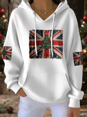 Women's UK Flag Christmas Santa Printed Sweatshirt