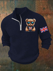 Men's Vintage England Flag Beer Printed Sweater