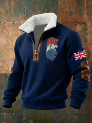 Men's Vintage England Flag Lion Printed Sweatshirt
