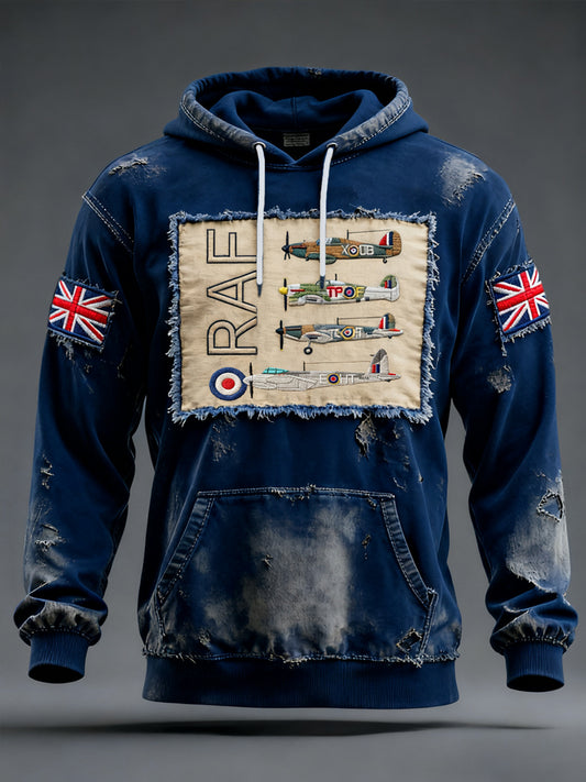 Men's Vintage RAF WW2 Aircraft Spitfire Lancaster Typhoon Hurricane Mosquito Casual Hoodie