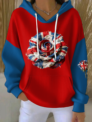 Women's  british patchwork Rose Printed Tops