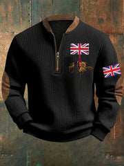 Men's Vintage England Flag Printed Sweatshirt