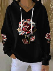 Women's British Rose Printed Hoodie