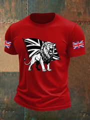 Men's Vintage England Flag Lion Printed T-shirt