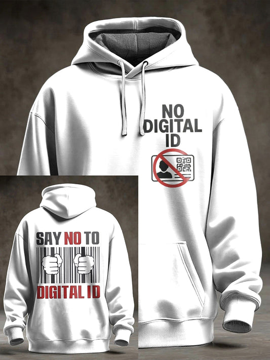 Men's No Digital ID Printed Oversized Drop-Shoulder Hoodie with Pocket