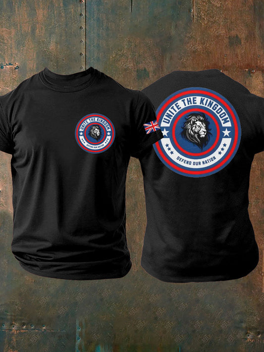 Men's Unite The Kingdom Defend Or Nation Printed imitation cotton short-sleeved T-shirt