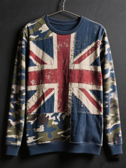 Men's British flag and camouflage pattern Printed Crew Neck Sweatshirt