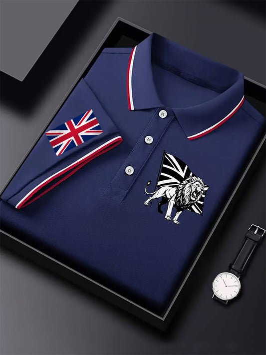 Men's Vintage England Flag Lion Printed Shirt