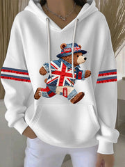 Women's British style Print Casual Hoodie