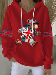 Women's British style Print Casual Hoodie