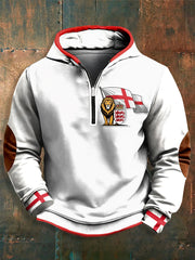 Men's English Flag Lion Printed Long Sleeve Hoodie