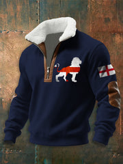 Men's English Flag Lion Print  zip-up hoodie
