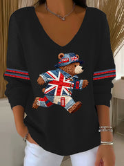 Women's British style Printed Casual Top