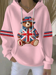 Women's British style Print Casual Hoodie