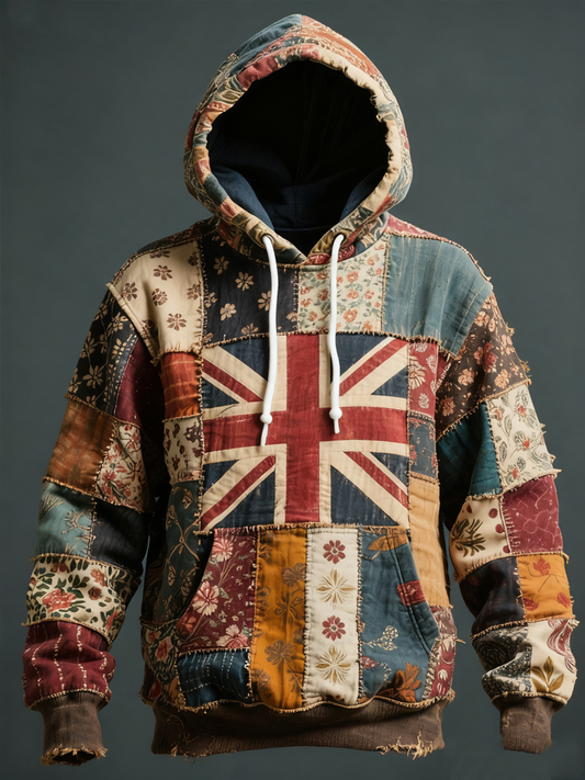 Women's Union Jack and patchwork style hoodie