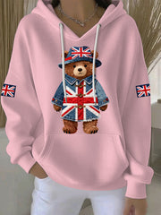 Women's British style Print Casual Hoodie