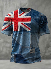 Men's British Flag Printed Casual short sleeves t-shirt
