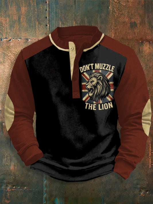 Men's Don't Muzzle The Lion Printed Long Sleeves Top