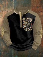 Men's Don't Muzzle The Lion Printed Long Sleeves Top
