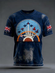 Men's Vintage RAF Wings Of Freedom Print Casual Tee