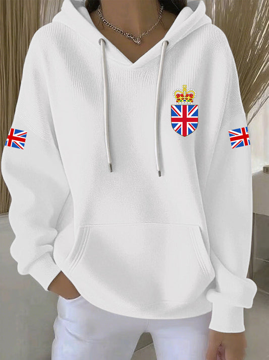 Women's British style Print Casual Hoodie