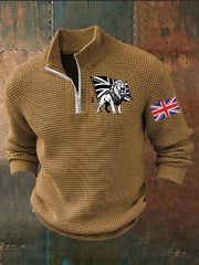 Men's Vintage England Flag Lion Printed Sweater