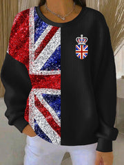 Women's British style Print Casual Sweatshirt