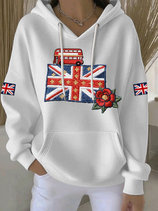 Women's British style Print Casual Hoodie