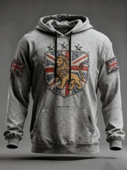Men's Vintage England Flag Lion Printed Hoodie