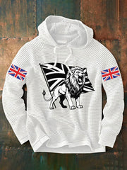 Men's Vintage England Flag Lion Printed Hoodie