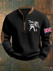 Men's Vintage England Flag Lion Printed Sweatshirt