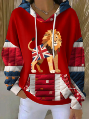 Women's British patchwork lion Printed Tops