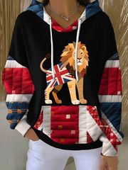 Women's British patchwork lion Printed Tops