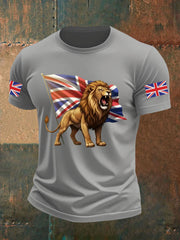 Men's Vintage England Flag Lion Printed T-shirt