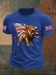 Men's Vintage England Flag Lion Printed T-shirt