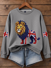 Women's British imitation diamond hot-drilling Printed Regular Sweatshirt