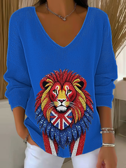 Women's British imitation diamond hot-drilling  Printed Tops