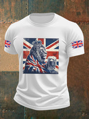 Men's Vintage England Flag Lion Printed T-shirt