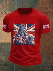 Men's Vintage England Flag Lion Printed T-shirt