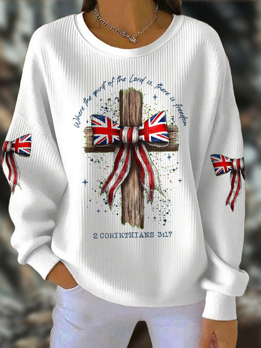 Women's UK Flag Faith Printed Sweatshirt