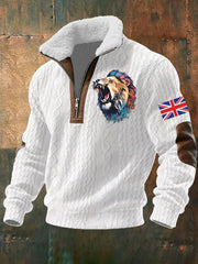 Men's Vintage England Flag Lion Printed Sweatshirt