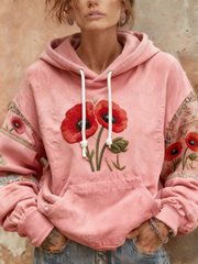 Women's Remembrance Day poppy flower hoodie
