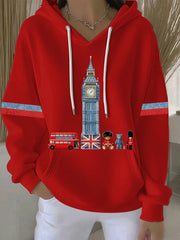Women's British style Print Casual Hoodie