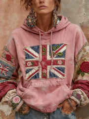 Women's Union Jack and rose print hoodie